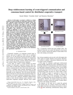 Deep reinforcement learning of event-triggered communication and
  consensus-based control for distributed cooperative transport