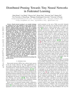 Distributed Pruning Towards Tiny Neural Networks in Federated Learning