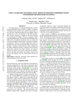 LMEC: Learnable Multiplicative Absolute Position Embedding Based
  Conformer for Speech Recognition