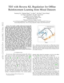TD3 with Reverse KL Regularizer for Offline Reinforcement Learning from
  Mixed Datasets