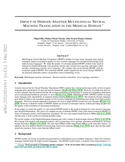 Impact of Domain-Adapted Multilingual Neural Machine Translation in the
  Medical Domain