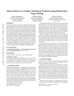 Video Games as a Corpus: Sentiment Analysis using Fallout New Vegas
  Dialog