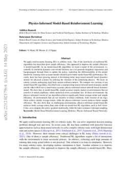 Physics-Informed Model-Based Reinforcement Learning