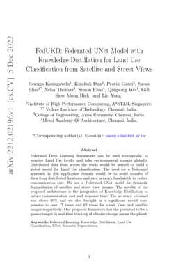 FedUKD: Federated UNet Model with Knowledge Distillation for Land Use
  Classification from Satellite and Street Views