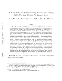 A Hybrid Statistical-Machine Learning Approach for Analysing Online
  Customer Behavior: An Empirical Study