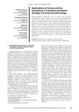 Applications of human activity recognition in industrial processes --
  Synergy of human and technology