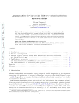 Asymptotics for isotropic Hilbert-valued spherical random fields
