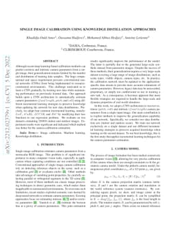 Single image calibration using knowledge distillation approaches