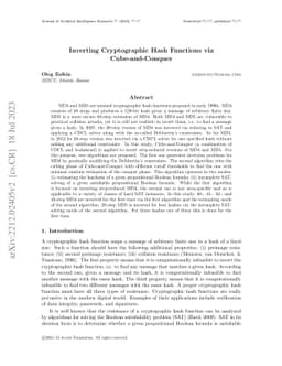 Inverting Cryptographic Hash Functions via Cube-and-Conquer
