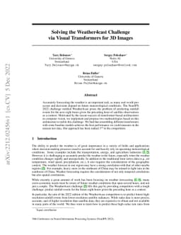 Solving the Weather4cast Challenge via Visual Transformers for 3D Images