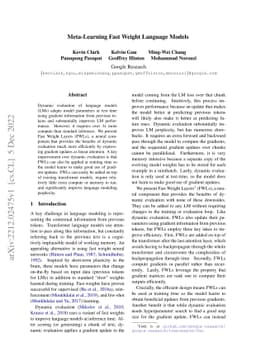 Meta-Learning Fast Weight Language Models