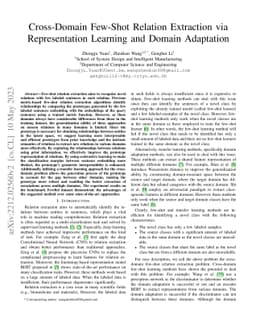 Cross-Domain Few-Shot Relation Extraction via Representation Learning
  and Domain Adaptation