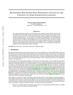 Rethinking Backdoor Data Poisoning Attacks in the Context of
  Semi-Supervised Learning