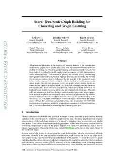 Stars: Tera-Scale Graph Building for Clustering and Graph Learning