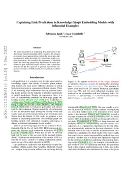 Explaining Link Predictions in Knowledge Graph Embedding Models with
  Influential Examples