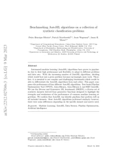 Benchmarking AutoML algorithms on a collection of synthetic
  classification problems