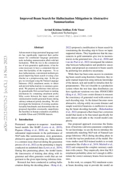 Improved Beam Search for Hallucination Mitigation in Abstractive
  Summarization