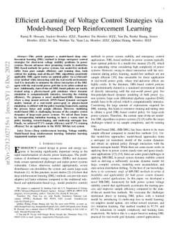 Efficient Learning of Voltage Control Strategies via Model-based Deep
  Reinforcement Learning