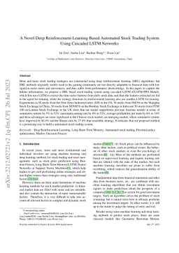A Novel Deep Reinforcement Learning Based Automated Stock Trading System
  Using Cascaded LSTM Networks