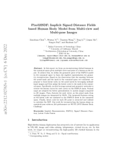 Pixel2ISDF: Implicit Signed Distance Fields based Human Body Model from
  Multi-view and Multi-pose Images