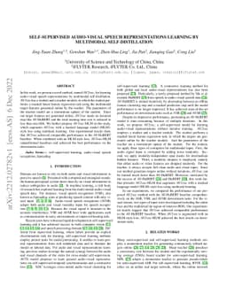 Self-Supervised Audio-Visual Speech Representations Learning By
  Multimodal Self-Distillation