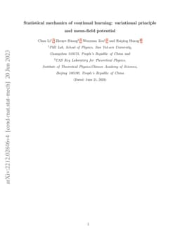Statistical mechanics of continual learning: variational principle and
  mean-field potential