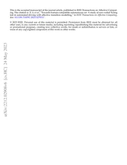 Towards human-compatible autonomous car: A study of non-verbal Turing
  test in automated driving with affective transition modelling