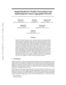 Simple Baseline for Weather Forecasting Using Spatiotemporal Context
  Aggregation Network