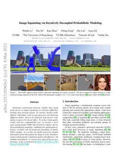 Image Inpainting via Iteratively Decoupled Probabilistic Modeling