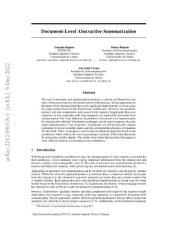 Document-Level Abstractive Summarization