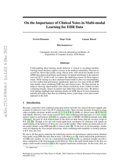 On the Importance of Clinical Notes in Multi-modal Learning for EHR Data