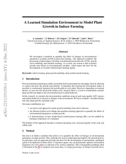 A Learned Simulation Environment to Model Plant Growth in Indoor Farming