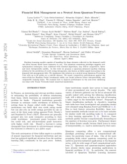 Financial Risk Management on a Neutral Atom Quantum Processor