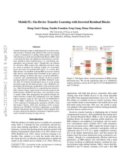MobileTL: On-device Transfer Learning with Inverted Residual Blocks