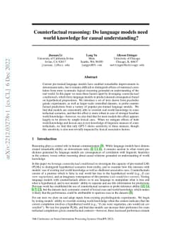 Counterfactual reasoning: Do language models need world knowledge for
  causal understanding?