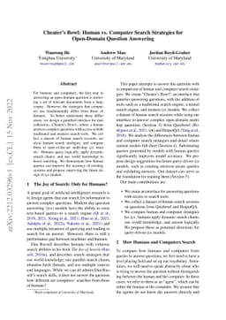 Cheater's Bowl: Human vs. Computer Search Strategies for Open-Domain
  Question Answering