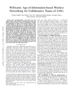 WiSwarm: Age-of-Information-based Wireless Networking for Collaborative
  Teams of UAVs