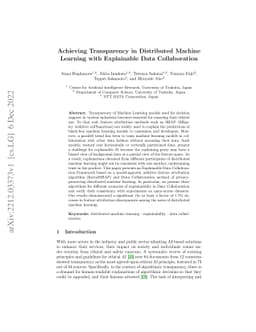 Achieving Transparency in Distributed Machine Learning with Explainable
  Data Collaboration