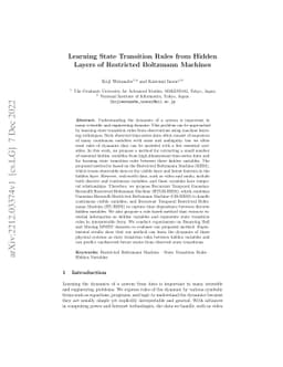 Learning State Transition Rules from Hidden Layers of Restricted
  Boltzmann Machines