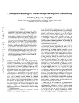 Learning to Select Prototypical Parts for Interpretable Sequential Data
  Modeling