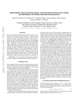 MIMO-DBnet: Multi-channel Input and Multiple Outputs DOA-aware
  Beamforming Network for Speech Separation