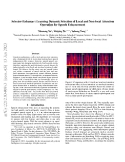 Selector-Enhancer: Learning Dynamic Selection of Local and Non-local
  Attention Operation for Speech Enhancement