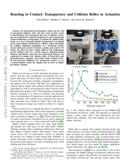 Reacting to Contact: Transparency and Collision Reflex in Actuation