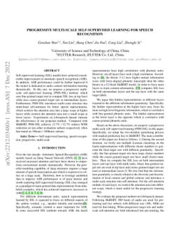 Progressive Multi-Scale Self-Supervised Learning for Speech Recognition