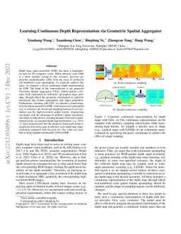 Learning Continuous Depth Representation via Geometric Spatial
  Aggregator