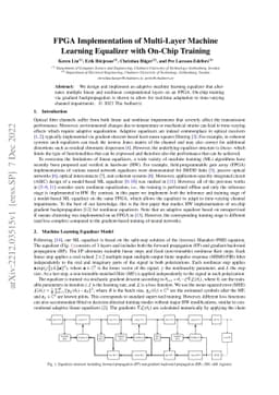 FPGA Implementation of Multi-Layer Machine Learning Equalizer with
  On-Chip Training