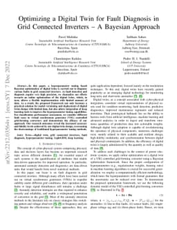 Optimizing a Digital Twin for Fault Diagnosis in Grid Connected
  Inverters -- A Bayesian Approach