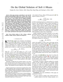 On the Global Solution of Soft k-Means