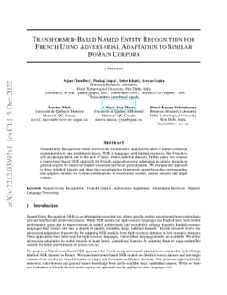 Transformer-Based Named Entity Recognition for French Using Adversarial
  Adaptation to Similar Domain Corpora