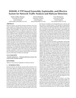 RADAR: A TTP-based Extensible, Explainable, and Effective System for
  Network Traffic Analysis and Malware Detection